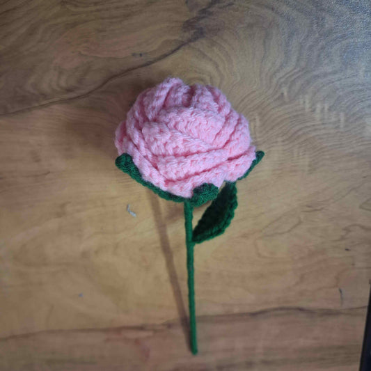 Handmade Crochet Rose with Bow Keychain Combo | Light Pink Aesthetic Gift Set