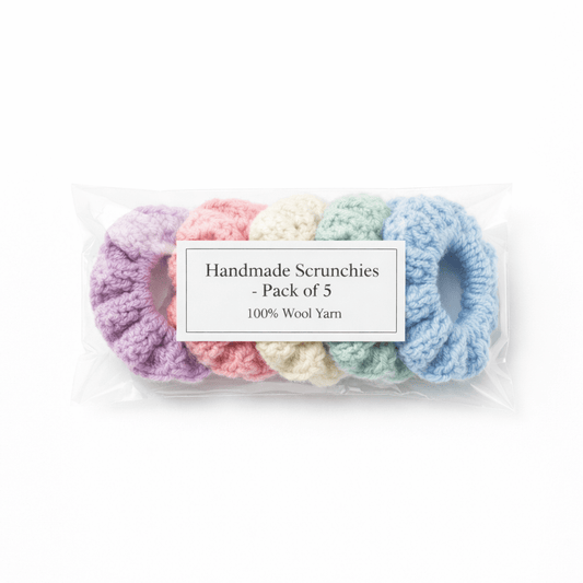 Handmade Crochet Hair Scrunchies – Soft Pastel Set (Pack of 3 / 5) - TrendySpice Store