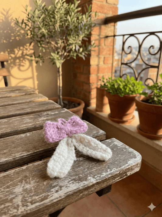 Handmade Pink & off White Crochet Bow Hanging | Cute Woolen Charm for Bags & Keys(pack 3) - TrendySpice Store