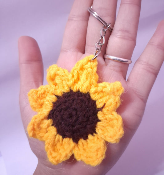 Handmade Crochet Sunflower Keychain | Aesthetic Floral Bag Charm | Cute Gift Accessory(pack of 2) - TrendySpice Store