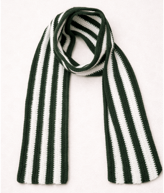 Handmade Woolen Winter Scarf | Soft & Warm | Unisex | Green & White - TrendySpice Store